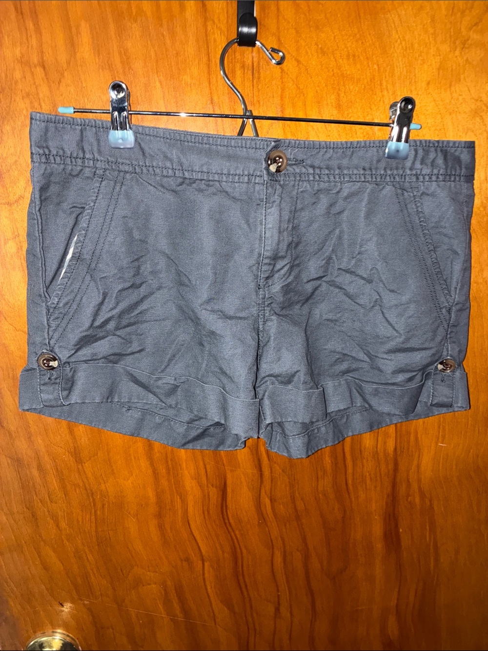 Old Navy Charcoal Gray High-Waist Roll-Cuff Shorts